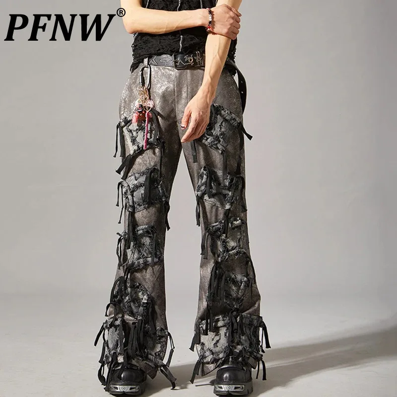 

PFNW Punk Style Men's Pants Casual Three-dimensional Pockets Patchwork Straight Wide Leg Male Trousers Niche Design 2024 12C783