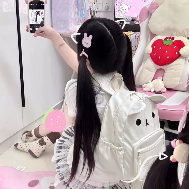 Cute Backpack Anime Cartoon Embroidery Backpack Stylish Large-Capacity Student School Bag Nylon Multifunctional Bags