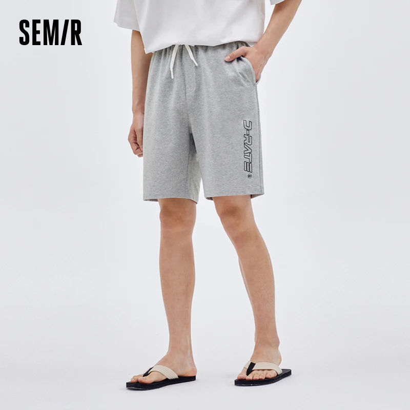 Semir Homewear Pants Cotton Men Summer Letter Printed Pants Loose Casual Sports Knitted Shorts Pajama Pants For Man