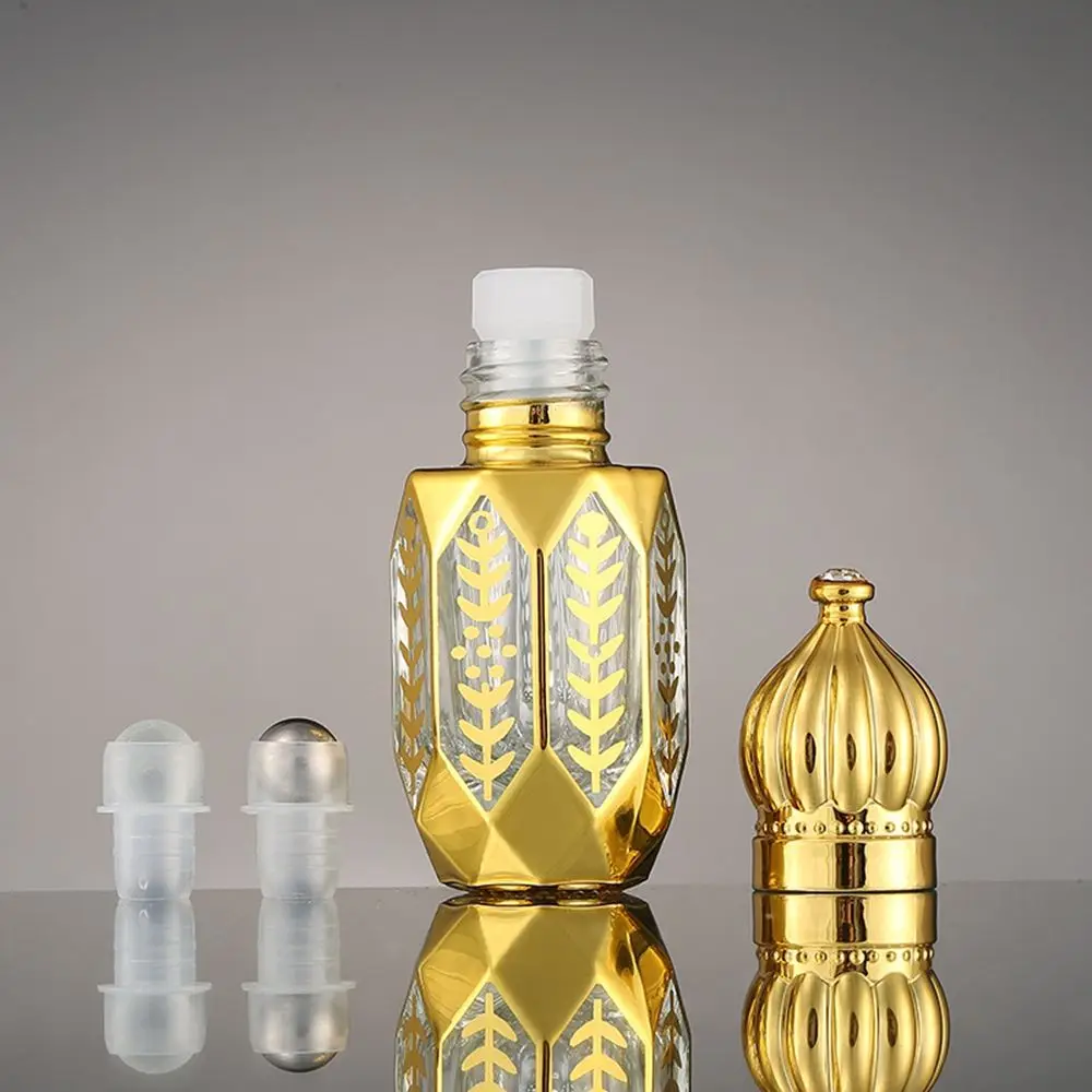 6ml Luxury Style Golden Refillable Perfume Bottles Glass Roll-on Essential Oil Bottle Empty Cosmetics Sample Test Container