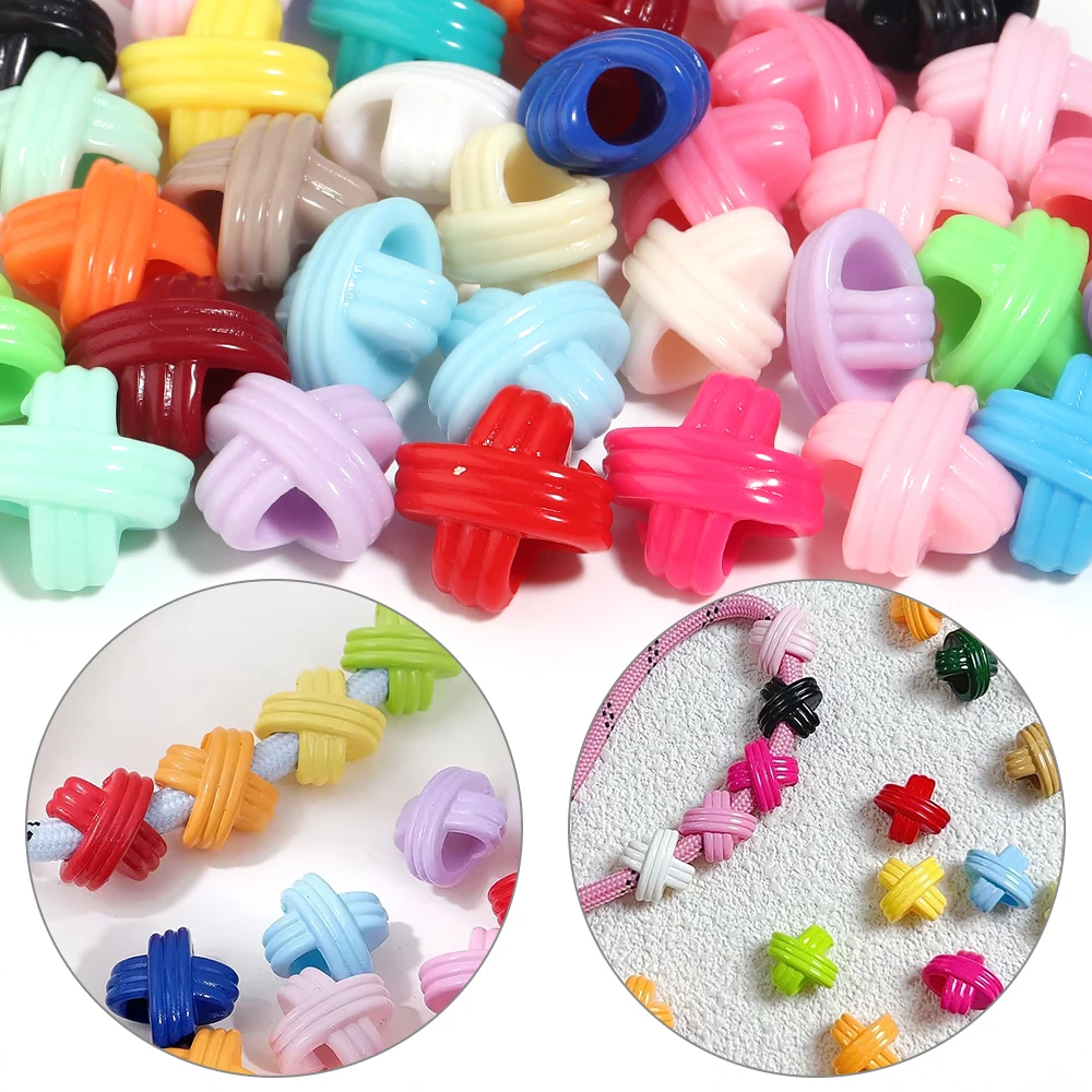 100 Stück/Lot Kreuzförmige Acrylperlen mit großem Loch, Kreuzmuster, lose Abstandsperlen für DIY-Armband, Schlüsselanhänger, Schmuckherstellung – Detail 3