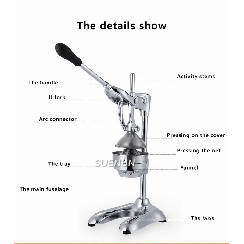 스테인레스 스틸 수동 오렌지 레몬 과즙 짜기, 과일 짜기, 석류 주스 추출기, 레몬 짜는 인공물
