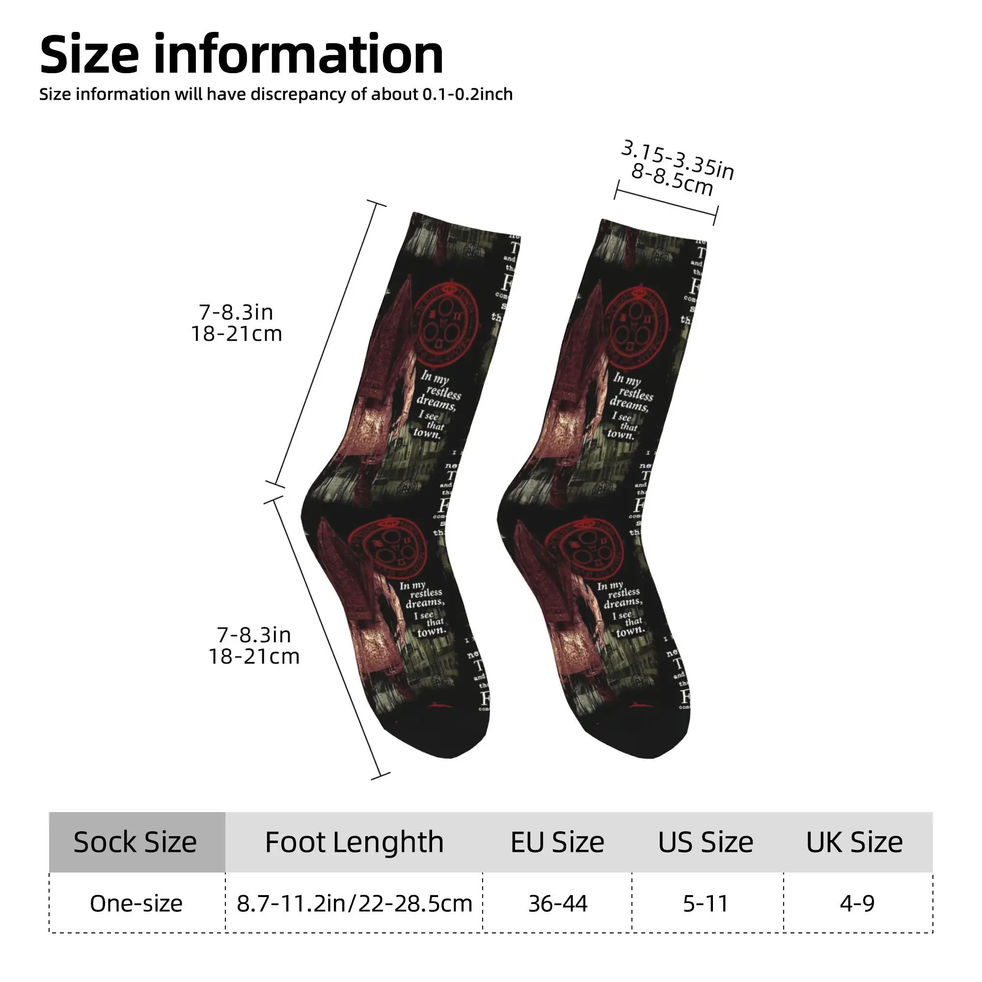 Silent Hill Remake Meias Gráficas Harajuku Meias Outono Anti Skid Meias Homens Skate Médio Macio Meias