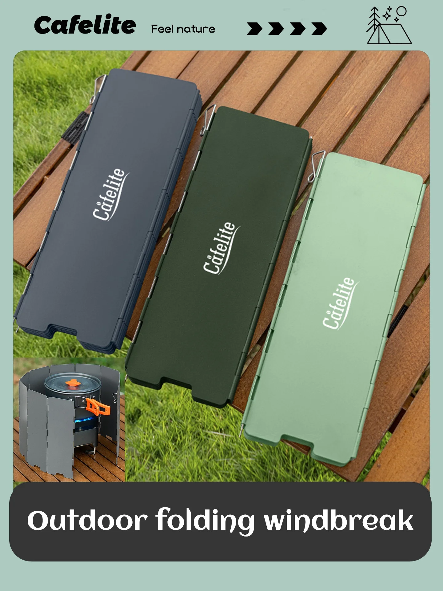 موقد غاز للتخييم مكون من 10 ألواح قابل للطي - درع رياح SUS خفيف الوزن لموقد علبة البيوتان، ملحقات الطبخ الخارجية