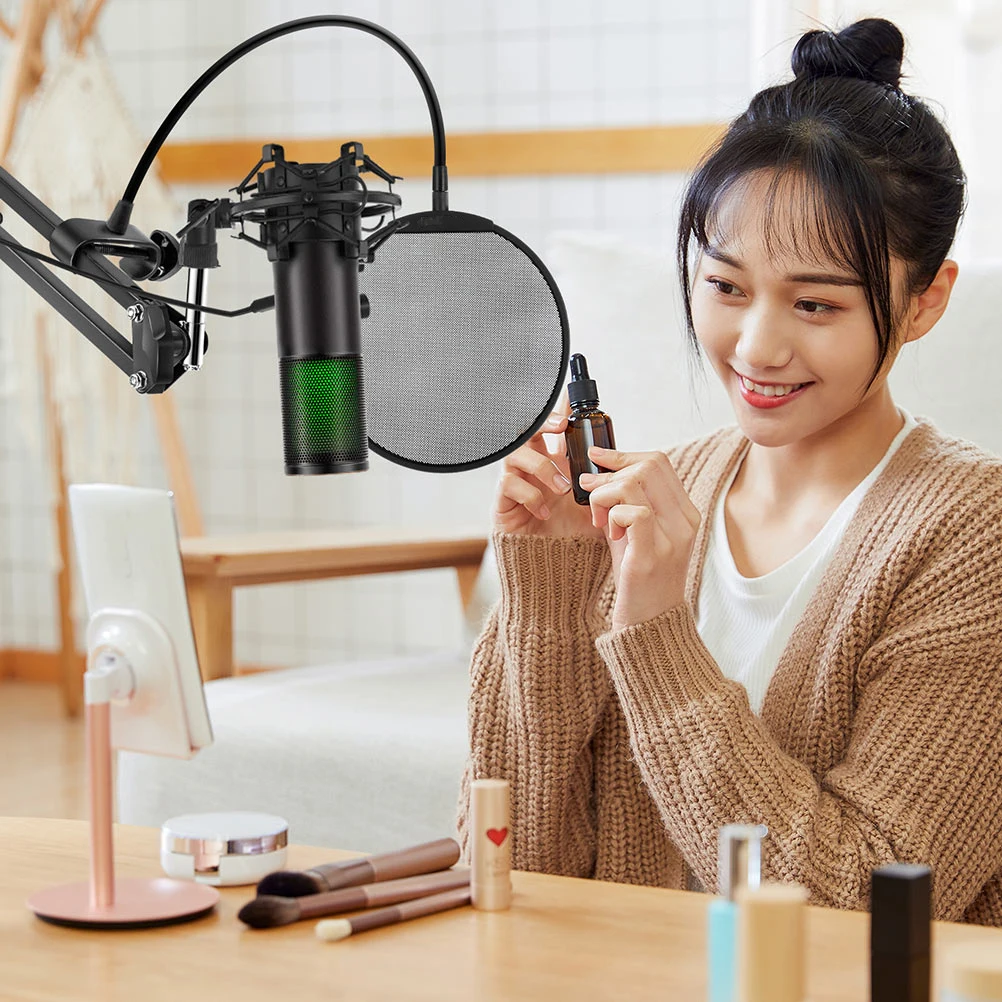 

Microphone Mic Shield Filter Anti-Spittle Hissing Pop Windscreen For Recording Studio Black Large Professional Mesh Microphone