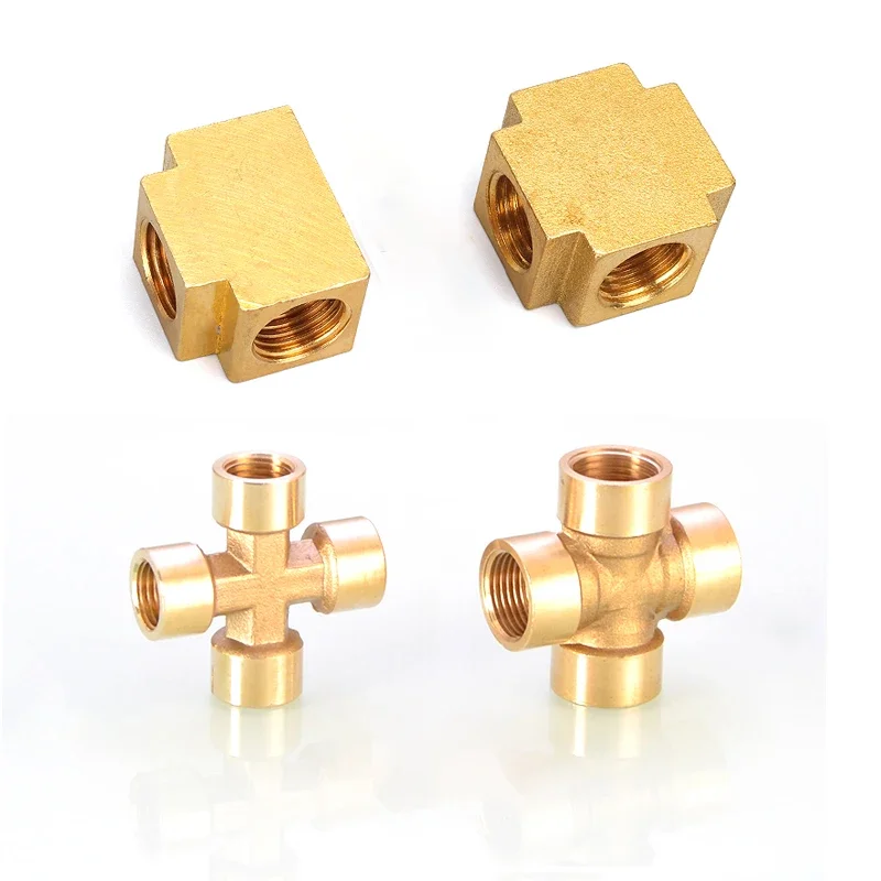 Brass Pipe Fitting 3 Way 4 Way Connector Cross 1/8