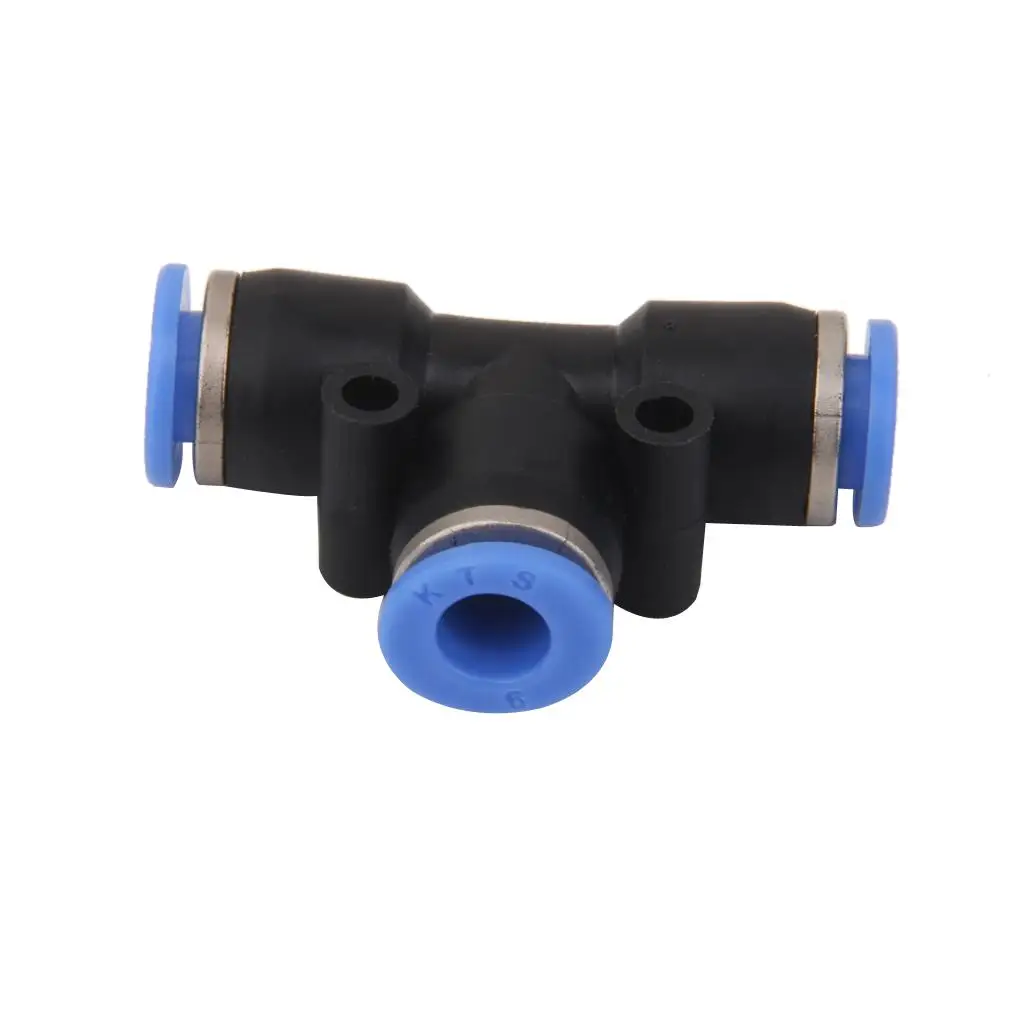 Pneumatic Equal Tee Union Connector Fittings T for 6mm Air/Water Hose Tube