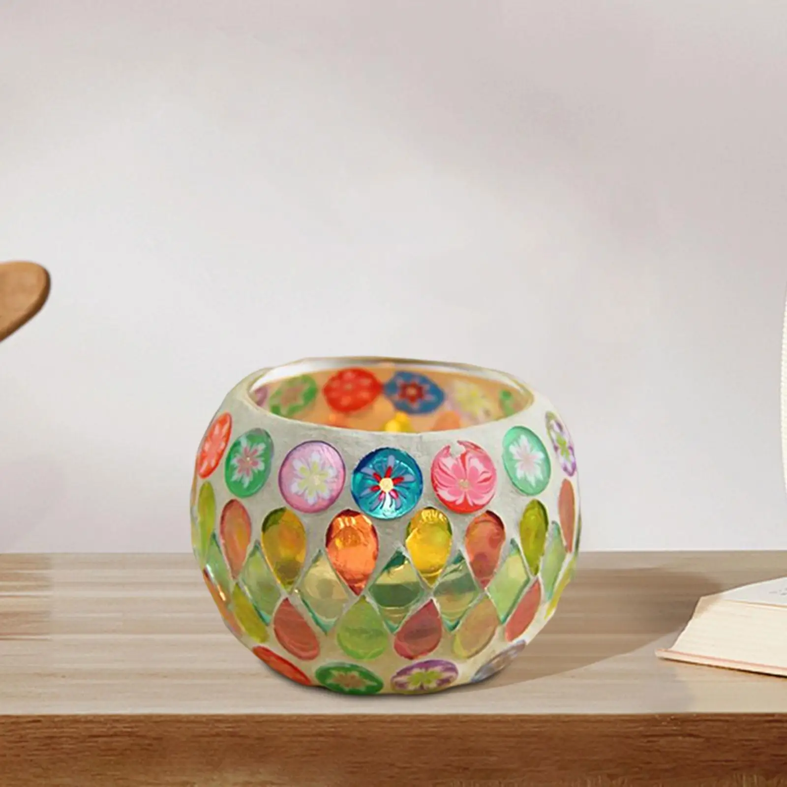 

Tealight Holder Art Candlestick Mosaic Flower Candle Jar Votive Candle Stand