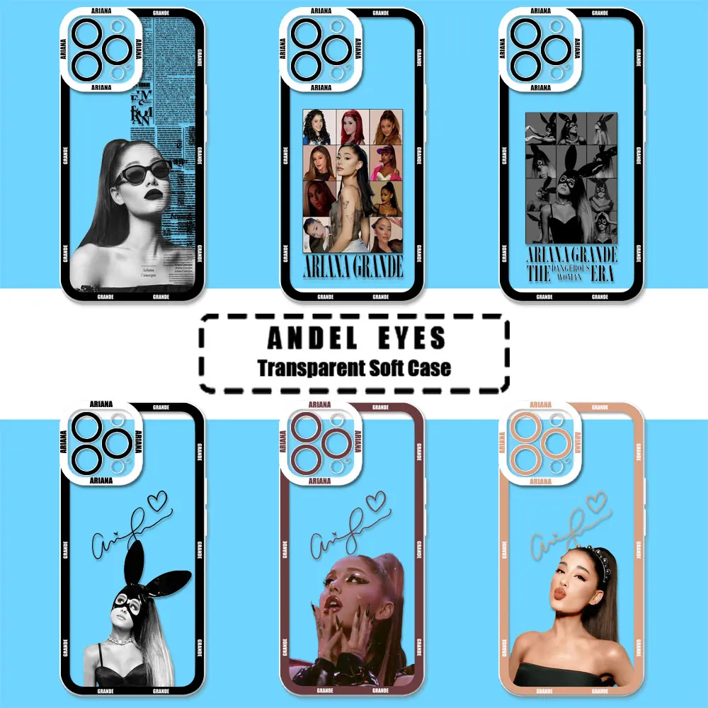 Transparent Case For iPhone 11 12 13 Mini 14 15 Pro Max 7 8 Plus SE XR X S 14 15ProMax Phone Case Singer A-Ariana G-Grande Cover