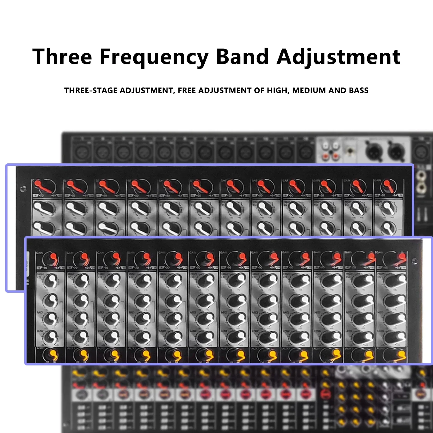 GAX-XM24 Mixer USB Profesional 24-Kanal dengan Efek, Sound Board dengan Power 48V