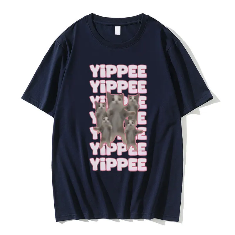 Yippee Funny Cat Meme Graphic Tshirt Summer Men Women's Cats Lover Novelty T-shirt Unisex Casual Oversized Crewneck T Shirts