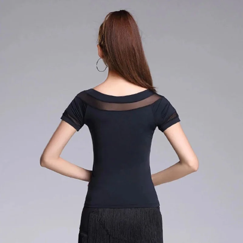 قمم الرقص اللاتينية للنساء ، قصيرة الأكمام ، خليط الخصر ، فستان الرقص اللاتينية ، التانغو وتشا تشا القماش ، قميص الأداء للفتيات