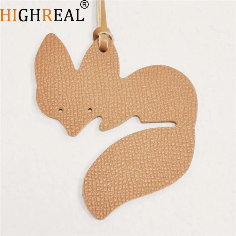 HIGHREAL Custom Made Luxury Genuine Leather Character Elephants Large Headed Deer Keychain Women Bag Charm Backpack Pendant