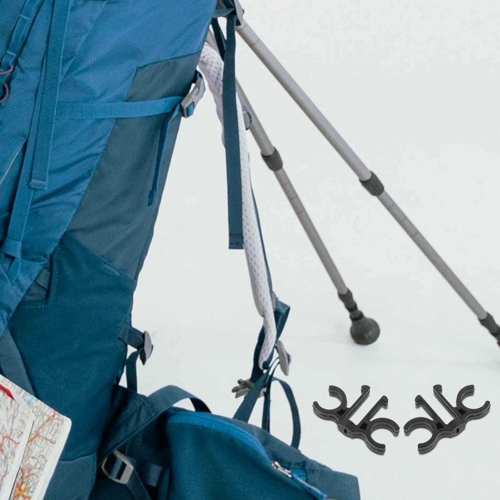 

5 Pcs Trekking Pole Buckle Plastic Clips Fishing Rod Storage Hiking Fixture Holder Clamp Black