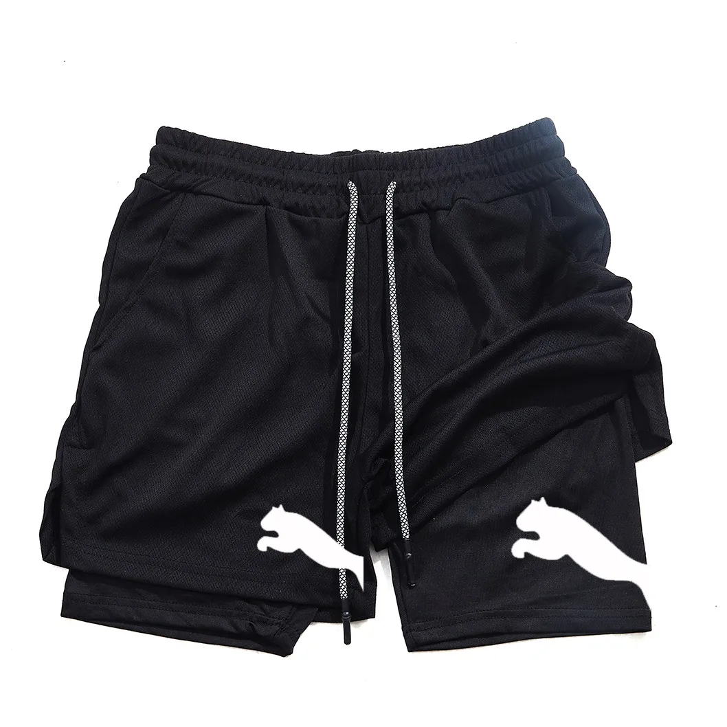 Sports shorts men's 2-in-1 running compression shorts training yoga gym sportswear sports shorts with pockets