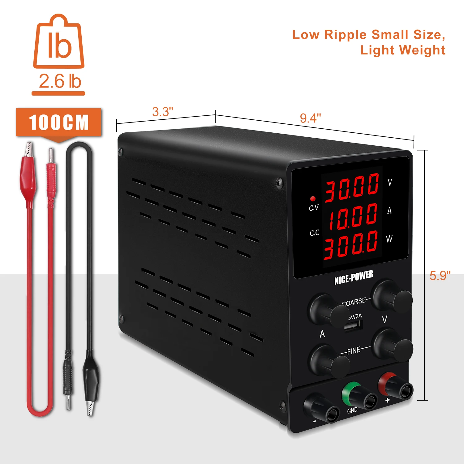 SPS3010 12V24V AC-DC Maintenance Adjustable DC Lab Power Supply 30V 10A 300W Switching Bench Charge Voltage Regulator