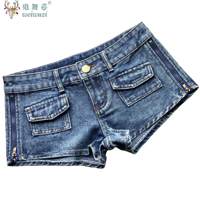 

Sexy Charming Side Zipper Split Denim Shorts Slim Women's Causal Jeans Worn Out Pole Dance Nightclub Trendy Breathable Hot Pants