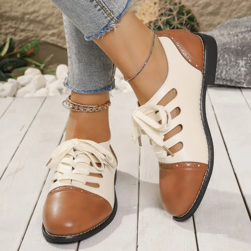 Flats Women Casual Loafers Shoes Designer Dress Fashion Walking Shoes New 2024 Autumn Lace Up Sport Shoes Femme Trend Zapatos