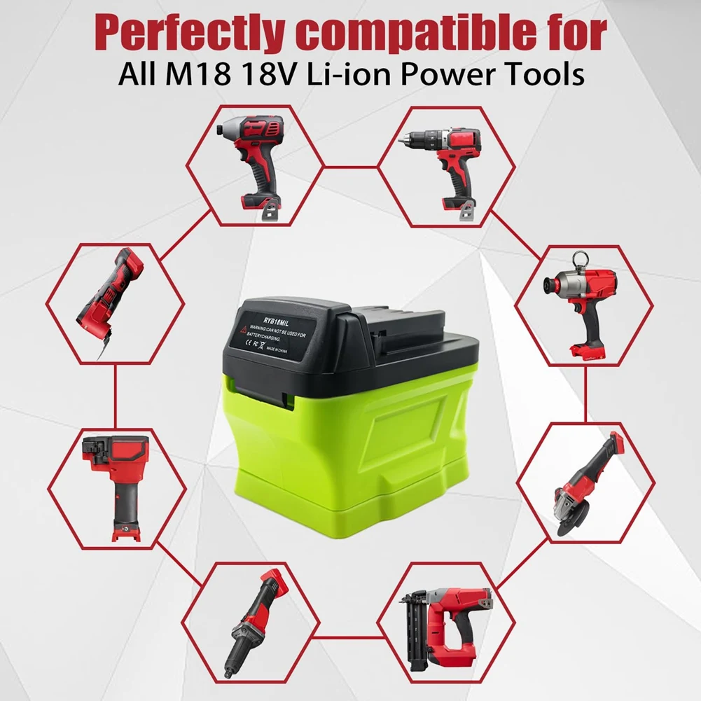 

Адаптер для аккумуляторов Y17A RYB18MIL: с Ryobi 18V на Milwaukee 18V, для аккумуляторов Ryobi 18V ONE+ P107 P108 для инструментов Milwaukee M18