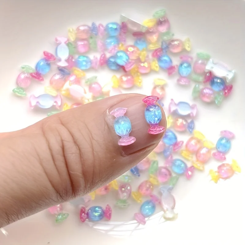 

50pcs Shiny Candy Resin Figurines, Ornament for Nail Art, Jewelry Making, Hair Accessories Crafts No Scent Nail Decor Essentials