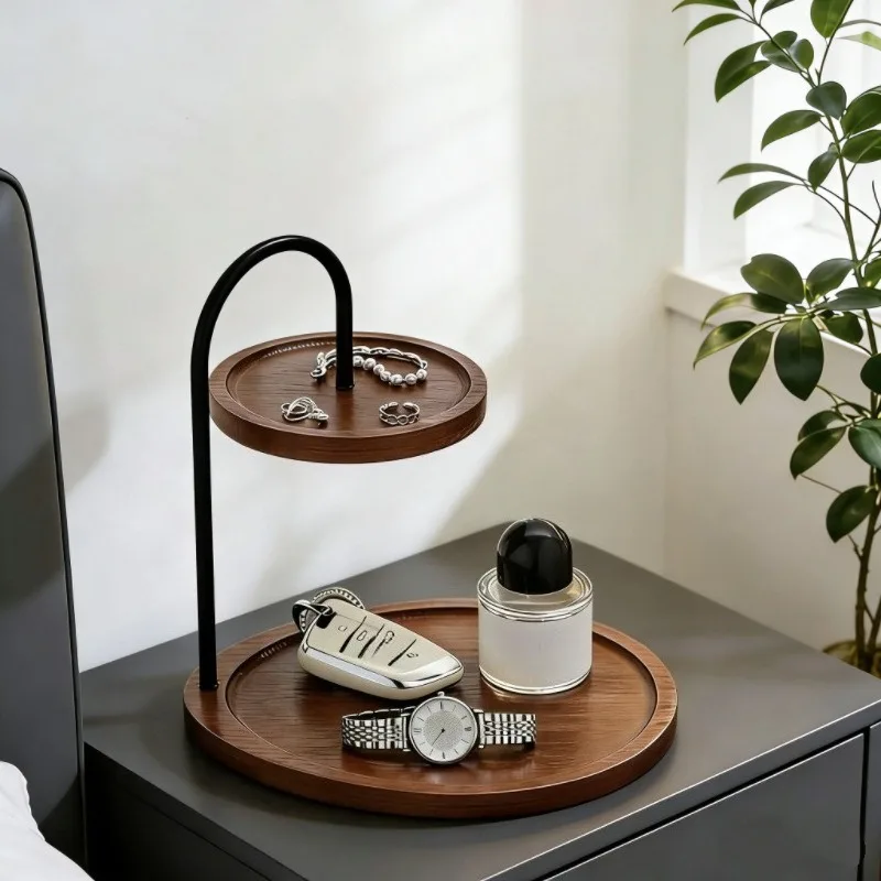 Solid wood desktop storage box, entrance key, sundries, cosmetics, perfume, shelf, jewelry display tray.