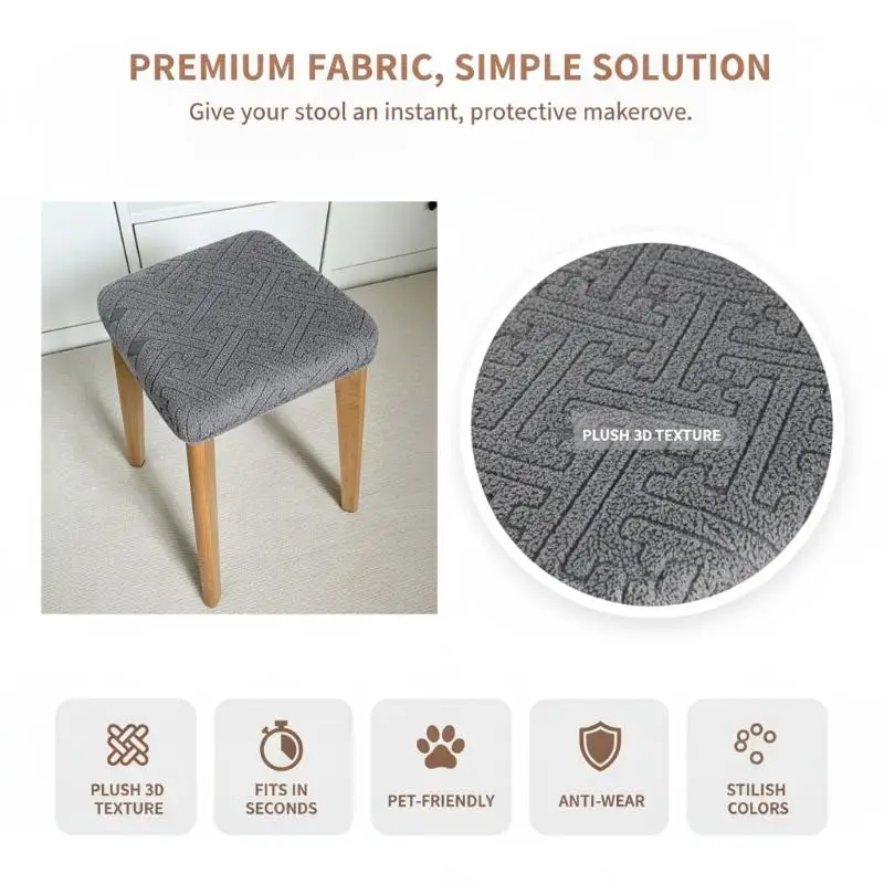 New New Square Stool Cover Elastic Home Table Slip-cover Office Dining Table Solid Wood Chair Cover Modern