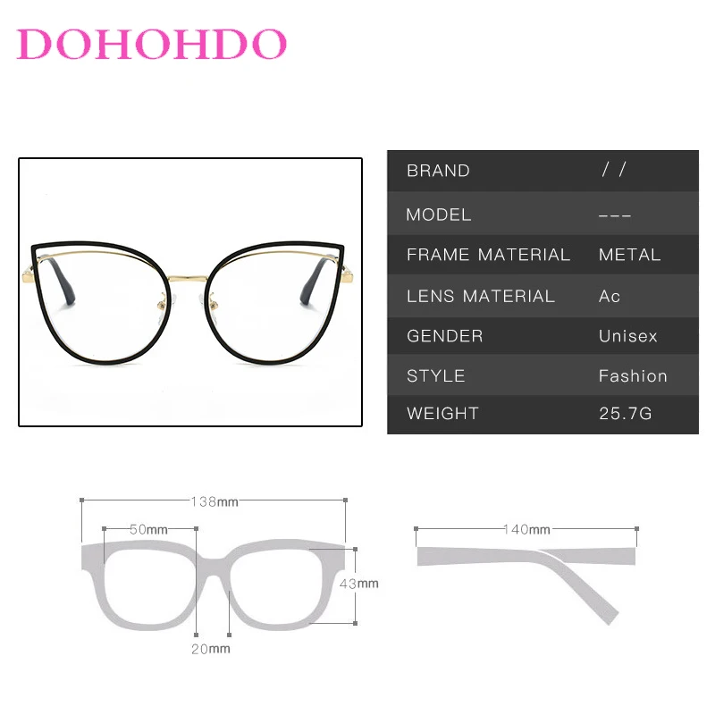 Trendy Luxury Designer Cat Eye Metal Hollowed Glasses Women Men Optical Spectacle Protection Computer Anti-Blue Light Eyeglasses - Image 5