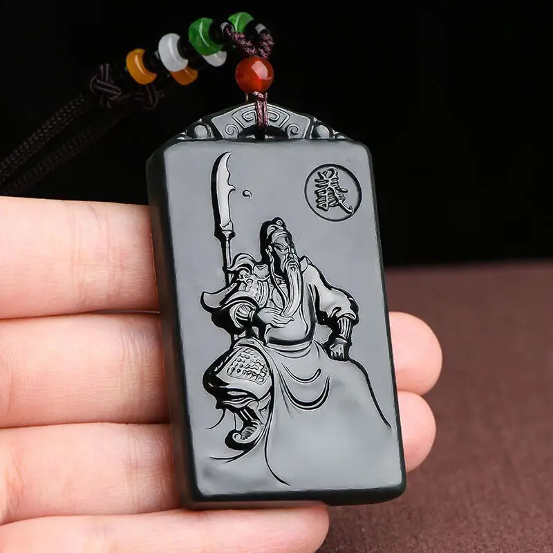 Natural 100% real hetian jade carve Guan Yu Patronus pendant Bless peace necklace jewellery fashion for women men lucky gifts