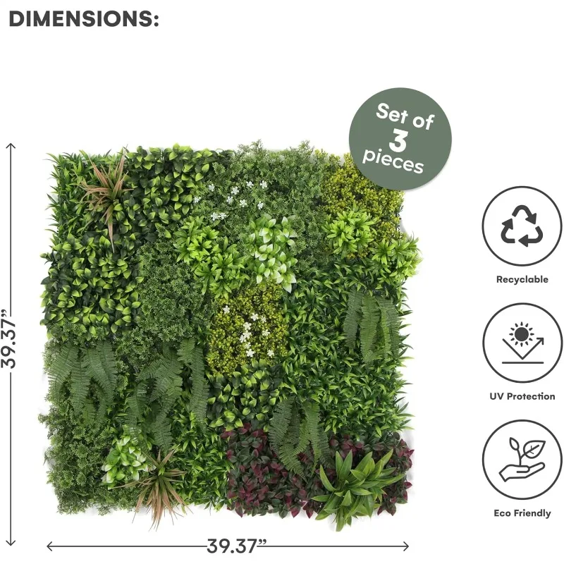 2025 Greenery Wall Backdrop Room Decor   Artificial Green Privacy Screens  Hedge Wall Panels - Pack of 3