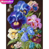 Momoart Full Square Round Diamond Embroidery Iris Beaded Flower Mosaic Colorful Painting DIY Handmade Hobby