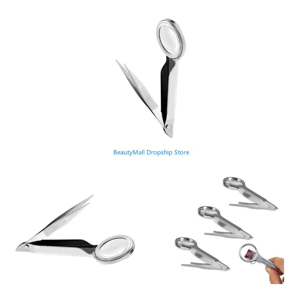 40JD Tweezer with Magnify Glass Magnifier with Attached Precisions Tweezer