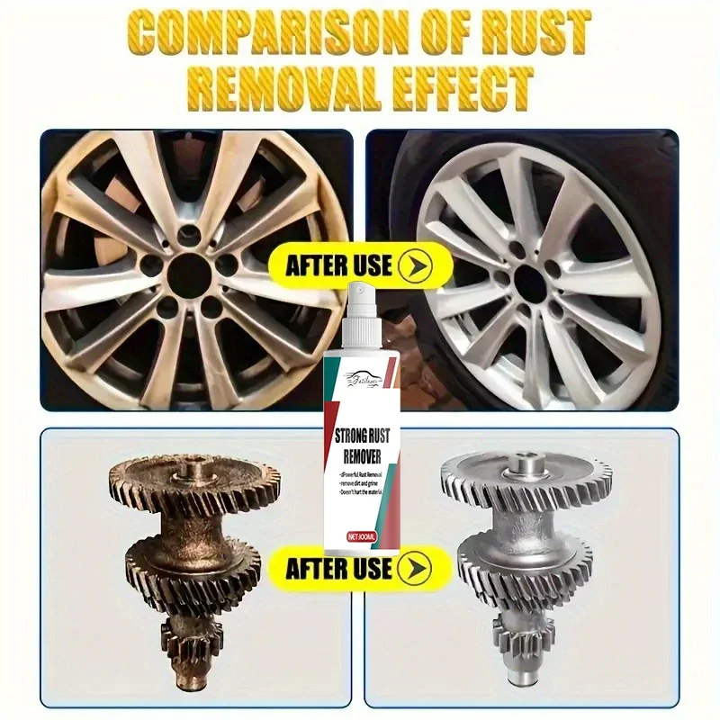 1 Bottle Fast-Acting Multi-Purpose Rust Remover Spray for Cars, Trucks, Motorcycles, Bicycles & Home Use - Safe Formula Dissolve