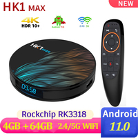 HK1 MAX Android 11 Smart TV Box 4G 32G 64G Quad Core 2.4G/5G Wifi BT 4K Set Top Box Media Player TVBOX Set Top Box