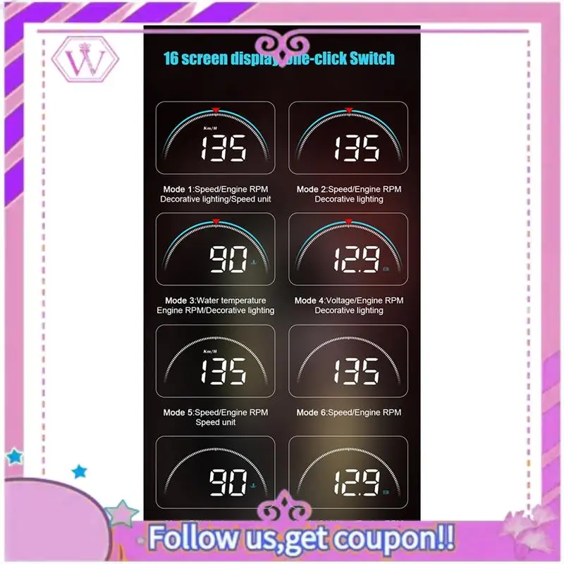 

Latest M8 HUD Head-Up Display OBD Car Display Speedometer Universal Durable Easy Install