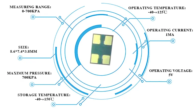 50 Buah Modul Sensor Tekanan MAP 0-700KPa Uji Absolut Barometrik MEMS