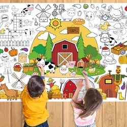 Farm themed children's coloring book, coloring poster, boys and girls large coloring tablecloth, harvest season party supplies