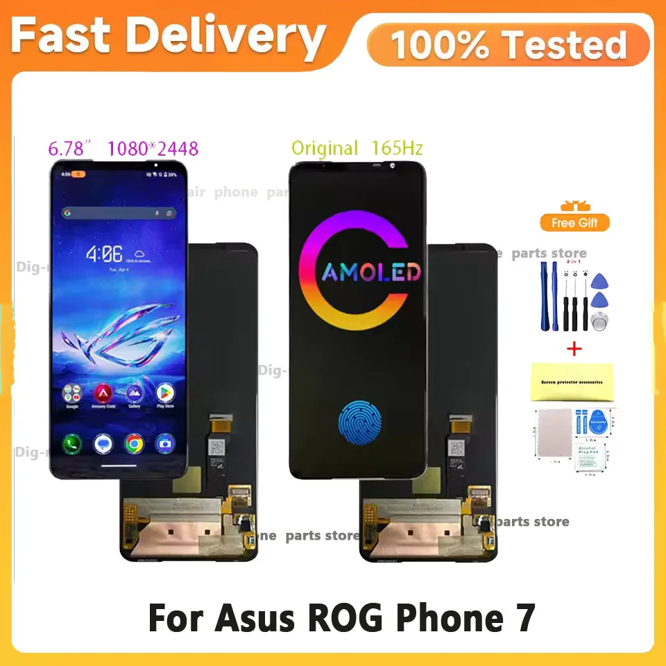 Original AMOLED For Asus ROG 7 ROG7 Display For Asus ROG Phone 7 AI2205_C LCD Display Touch Screen Digitizer Assembly Replacemen