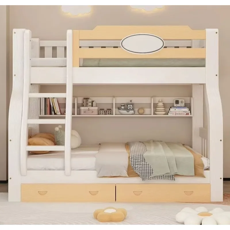 Cheap Kids Bedroom Furniture Solid Wood Cartoon Bed Children Bunk Bed for Stair Storage Study Table With Slide