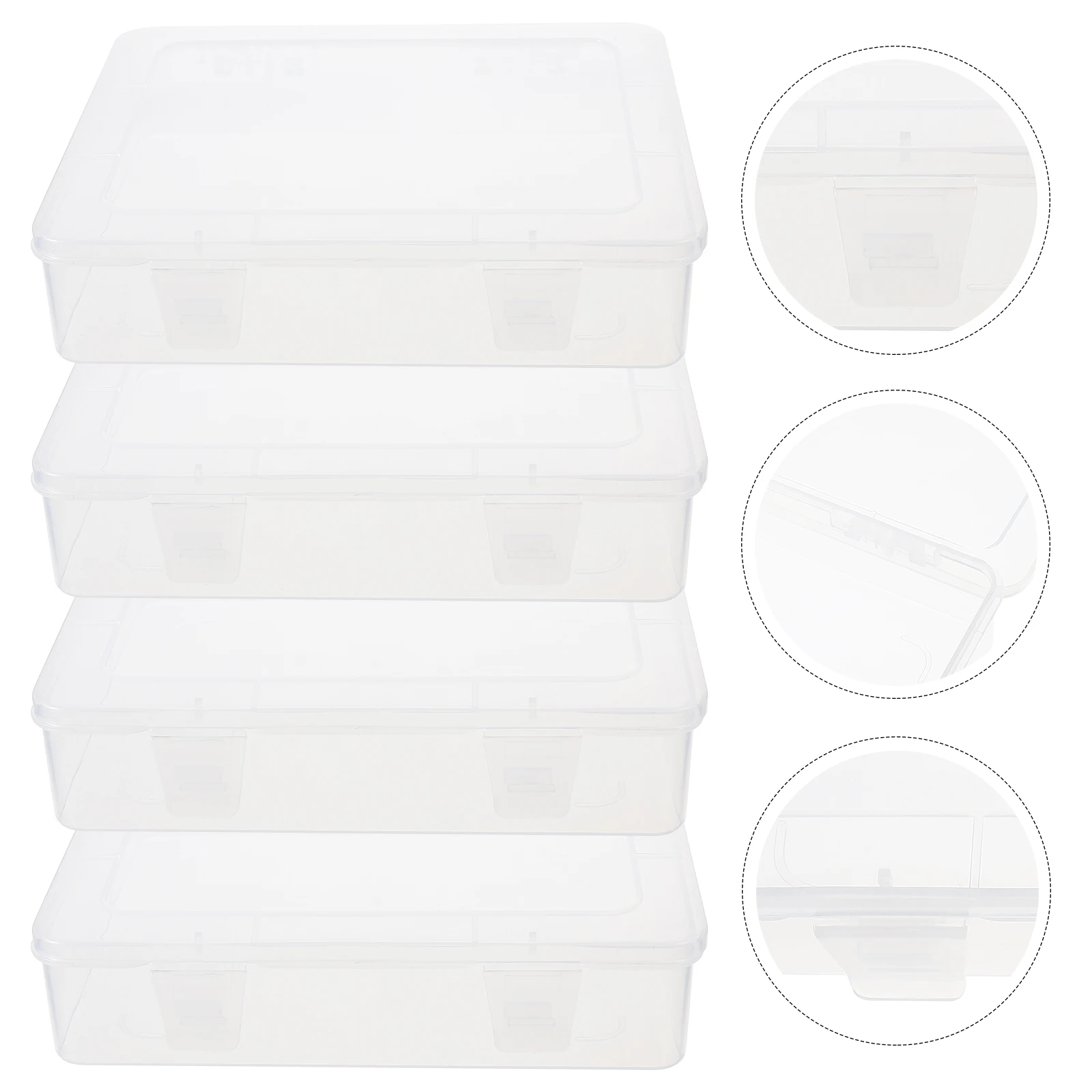 

4pcs Clear Boxes With Lids Small Transparent For Hardware Beads Screws Nuts Bolts Stackable Labelable Plastic Bins Hardware