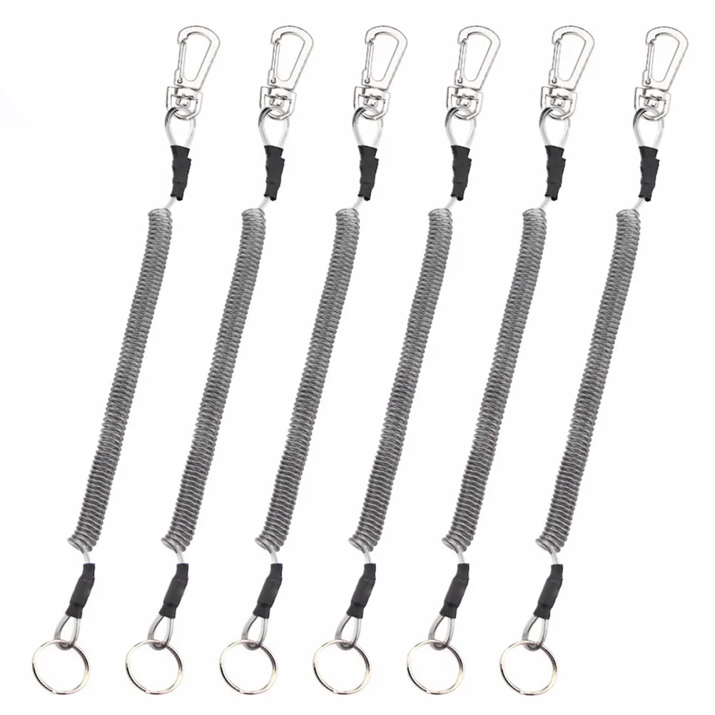 

6 Pcs Fishing Rod Holder Retractable Elastic Ropes Material Outdoor Climbing Accessories Stainless Steel Wire