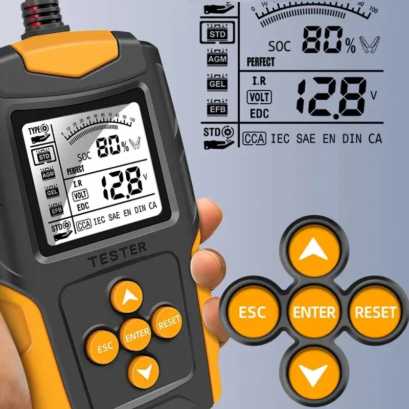 Tester akumulatorów do motocykli 12V 24V Analizator systemu akumulatorowego SOH SOC CCA Pomiar IR dla samochodów ciężarowych