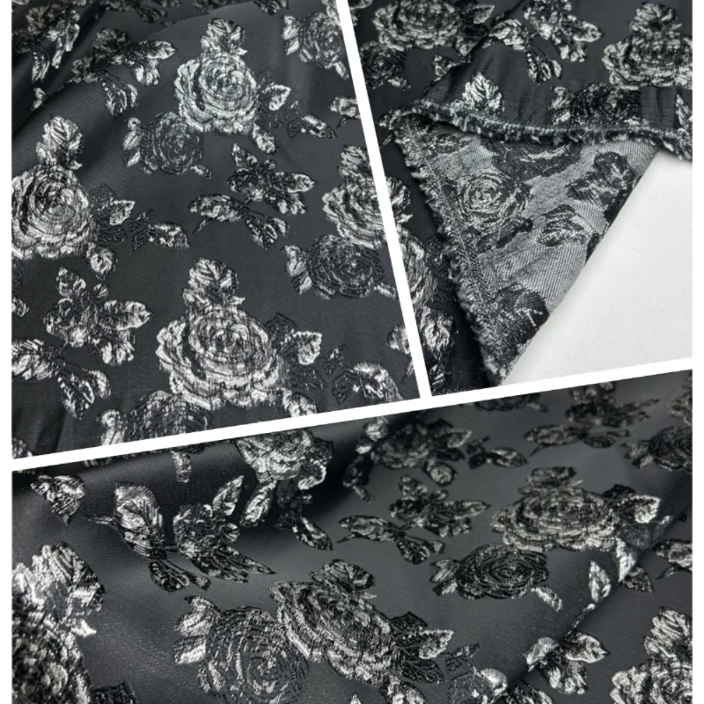 

Жаккардовая ткань с тиснением черного золота, европейско-американская тканая эластичная хлопковая льняная одежда для шитья своими руками, ткань на метр