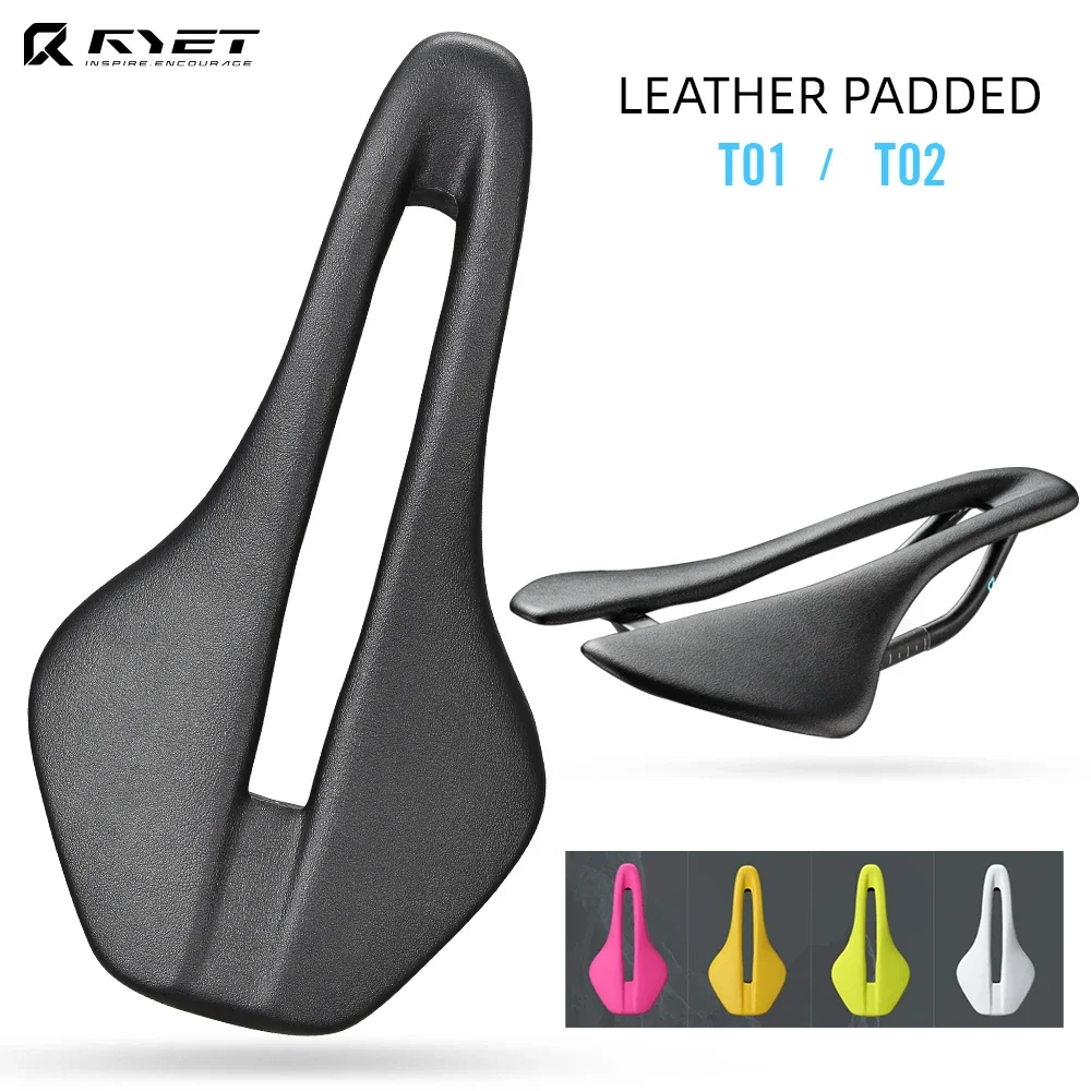 

2025 NEW RYET Ultralight Full Carbon Bike Saddle Leather OVAL 7x9MM Bicycle Seat Cushion for Road MTB Gravel Bike Saddle Parts