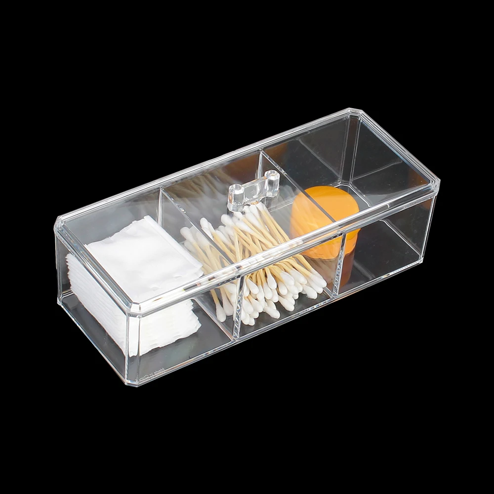 With Lid Acrylic Material Cotton Swab Organizer Cotton Pad Container Cosmetic Storage Box Makeup Holder Dustproof