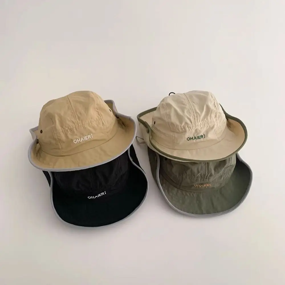 

Cute Summer Baby Bucket Hat Quick-dry Korean Letter Children Sunhat UV Protection Outdoor Fisherman Hat Boys Girls