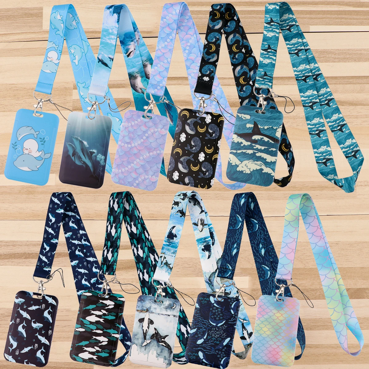 Whale Sea Animal Neck Strap for Key ID Name Badges Holder Dolphin Shark Lanyard Work Pass Bus Card Sleeve Strap Rope Accessories