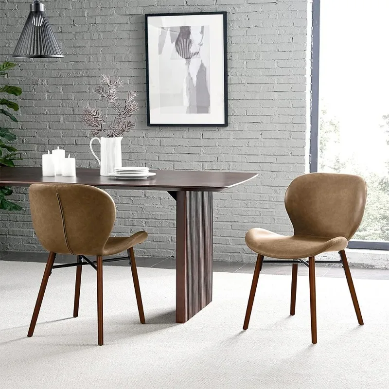Hotel-quality Nordic modern dining chair in faux leather