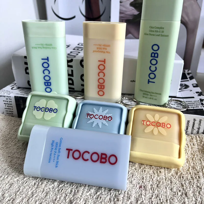 Protetor solar em bastão sólido da marca coreana TOCOBO, FPS 50+, essência refrescante à base de água, proteção hidratante 50 vezes superior, máscara labial.