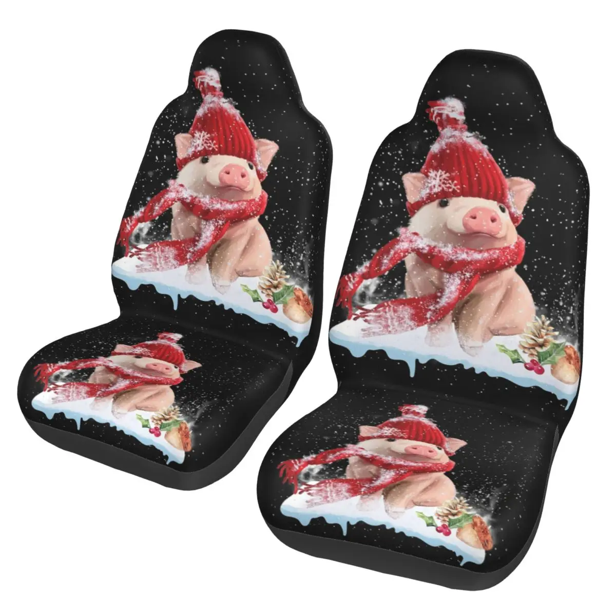 

Pink Cute Pig 2 Front Car Seat Covers for Cars Auto SUV Universal Protector Accessories