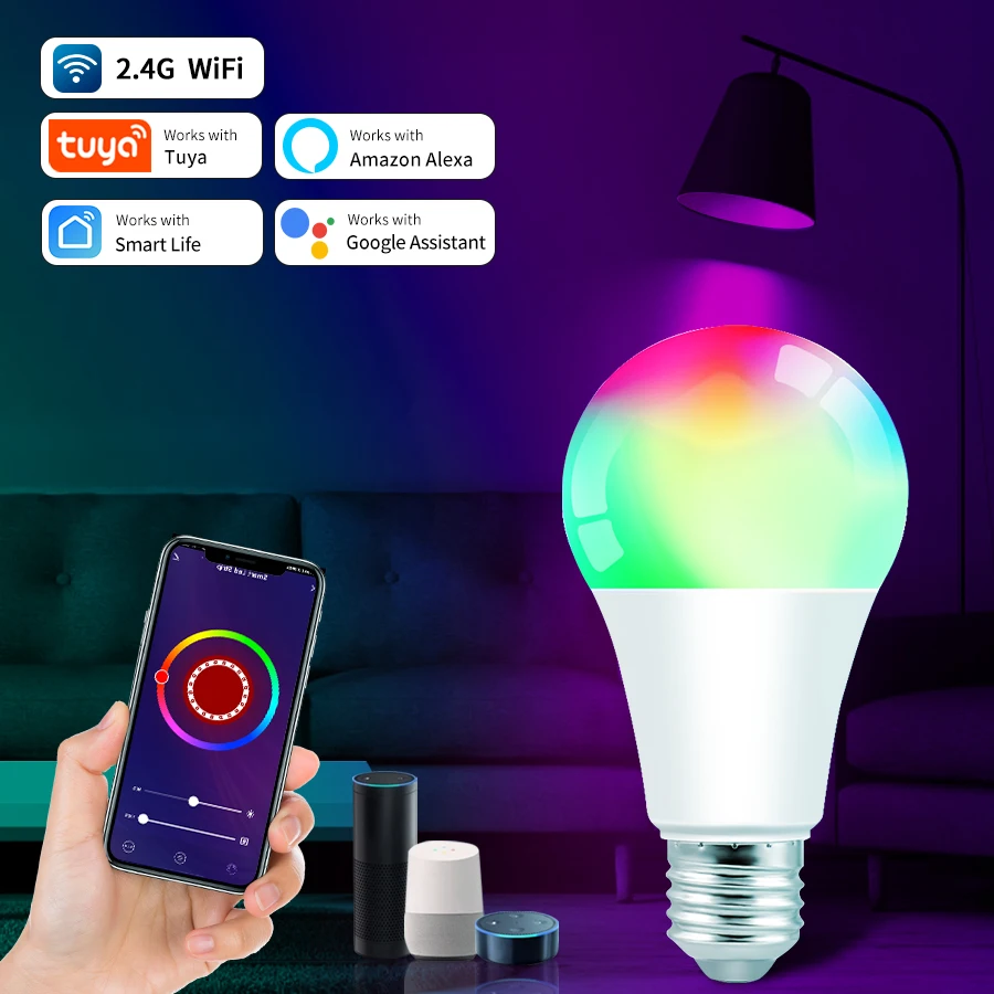 

AC 85-265V Tuya Smart WiFi LED Light Bulb E27 12W 15W 18W Alexa Lamp Smart Life APP Operated Google Assisatnt Echo Voice Control